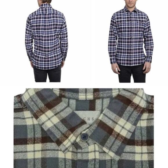 JACHS Heavyweight Tan Brown Plaid Flannel Shacket Men’s Medium - Picture 4 of 16